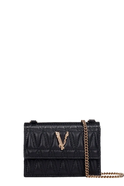 Versace Shoulder Bag In Black Leather
