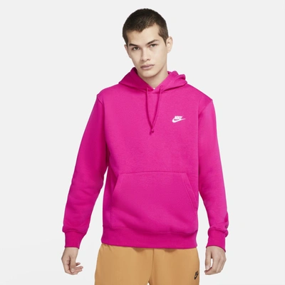 Nike Men's Sportswear Club Fleece Pullover Hoodie In Fireberry,fireberry,white