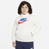 Nike Sportswear Club Fleece Big Kids' Pullover Hoodie (extended Size) In Summit White