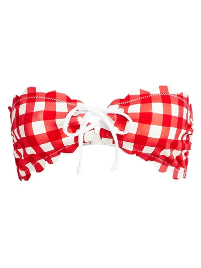 Marysia Women's Antibes Gingham Tie Bikini Top In Maxi Cherry
