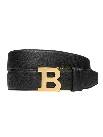 Bally B Buckle Reversible Cut-to-size Leather Belt In Black