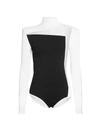 Balmain Women's Tulle-cutout Bodysuit In Blanc Noir