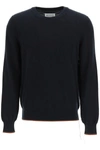 MAISON MARGIELA CREW NECK SWEATER WITH ELBOW PATCHES