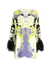 VALENTINO TAPESTRY FEATHER-TRIMMED SILK MINI DRESS,400013004161