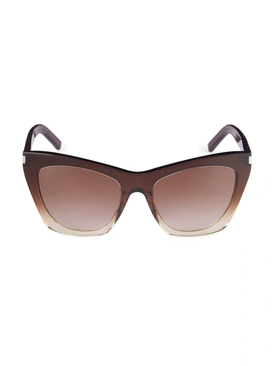 Saint Laurent New Wave Kate 55mm Cat Eye Sunglasses In Brown/brown