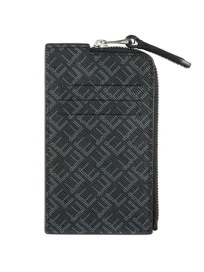 Alfred Dunhill Signature Leather Zip Card Case In Black