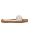 Stuart Weitzman Women's Goldie Embellished Metallic Slide Sandals In White