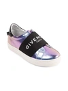 GIVENCHY LITTLE GIRL'S & GIRL'S LOGO METALLIC LEATHER LOW-TOP SNEAKERS,400013539016
