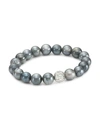 SYDNEY EVAN 14K WHITE GOLD, COATED GREY MOONSTONE & DIAMOND WIRE BALL BEADED BRACELET,400013555368