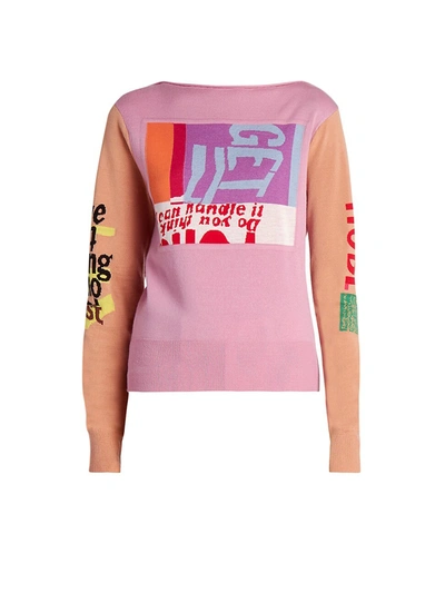 Chloé Intarsia-knit Colour-block Jumper In Pink
