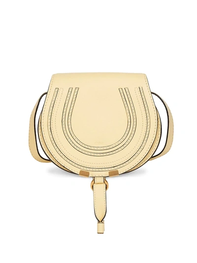 Chloé Marcie Mini Whipstitch Saddle Crossbody Bag In Giallo