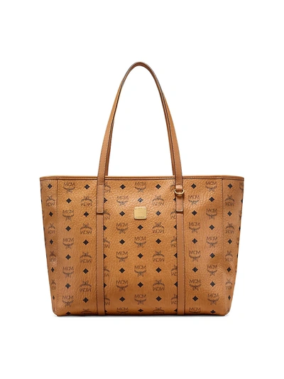 Mcm Medium Toni Visetos Shopper In Cognac