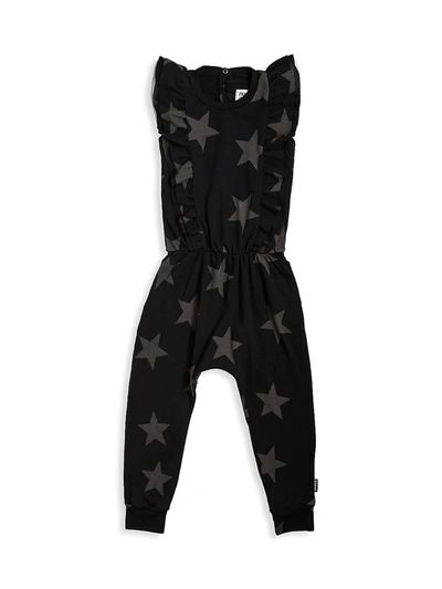 Nununu Kids' Little Girl's And Girl's Star Ruffled Jumpsuit In Black