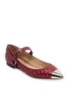 VALENTINO GARAVANI GARAVANI ROCKSTUD SPIKE LEATHER CAP TOE BALLET FLATS,0400094882835