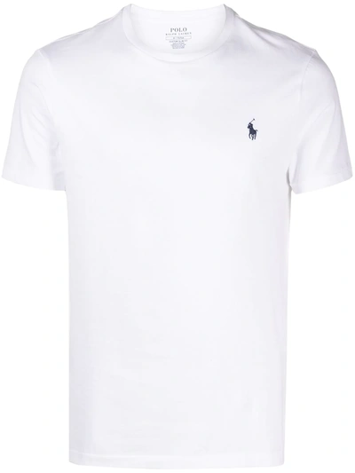 Polo Ralph Lauren White Crewneck T-shirt With Pony Embroidery On The Front
