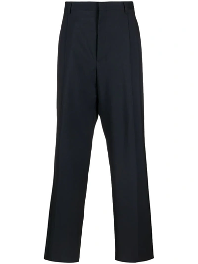 Valentino Pleat-detail Wide-leg Trousers In Blue