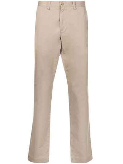 Polo Ralph Lauren Logo-patch Straight-leg Trousers In Neutrals