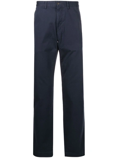 Polo Ralph Lauren Logo-patch Straight-leg Trousers In Blue