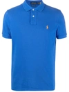 Polo Ralph Lauren Logo Embroidered Short-sleeved Polo Shirt In Blue