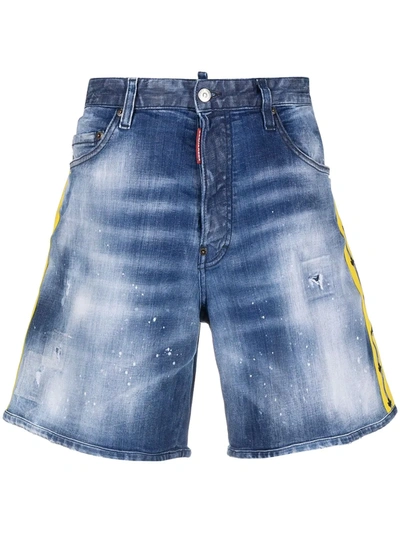 Dsquared2 Logo边饰牛仔短裤 In Medium Wash