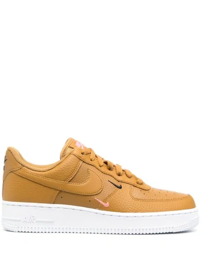 Nike Air Force 1 Leather Trainers In Yellow In Brown