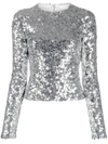 A.W.A.K.E. SEQUIN-EMBELLISHED LONG-SLEEVED BLOUSE