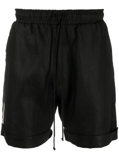 Alchemy Contrast-trim Cotton Drawstring Shorts In Black