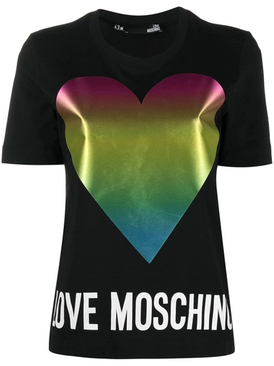 Love Moschino Heart Logo-print Cotton T-shirt In Black