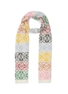 Loewe Fringed Printed Wool, Silk And Cashmere-blend Scarf In Neutral,multi-colour