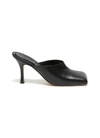 A.W.A.K.E. 'MARY' ASYMMETRIC CURVED SQUARE TOE LEATHER MULES