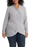 1.state Sparkle Cozy Crisscross Front Knit Top In Silver Heather