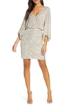 Eliza J Sequin Blouson Cocktail Dress In Silver