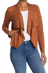 Bagatelle Draped Faux Suede Jacket In Amber