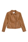 Cupcakes And Cashmere Faux Leather Moto Jacket In Camel