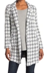 Melloday Notch Lapel Long Knit Jacket In Brushed Houndstooth
