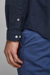 Jack & Jones Solid Band Collar Summer Slim Fit Shirt In Navy Blazerslim