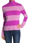 525 America Cashmere Mock Neck Rugby Stripe Print Sweater In Purp Mlti