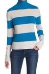 525 America Cashmere Mock Neck Rugby Stripe Print Sweater In Elctrc Tl