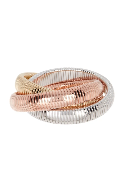 Meshmerise Tri-color Twisted Cable Cuff Bangle In Tri Color