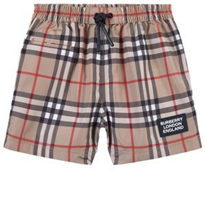 Burberry Babies'  Beige Vintage Check Shorts In Blue