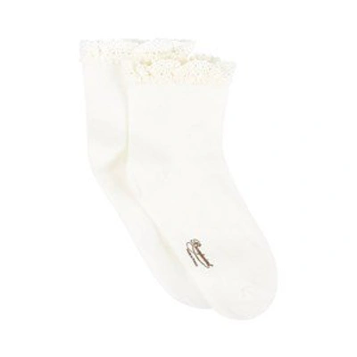 Bonpoint White Logo Socks In Cream