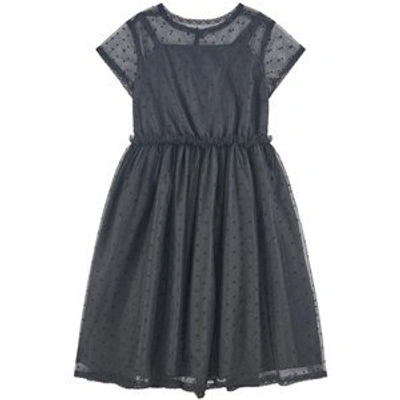 Bonpoint Kids'  Dotted Tulle Dress In Black