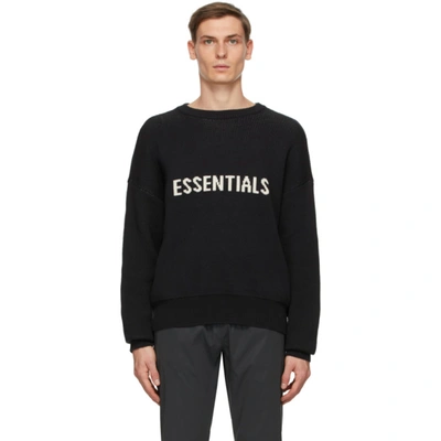 Essentials Black Logo Sweater