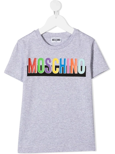 Moschino Kids' Logo Print T-shirt In Grey