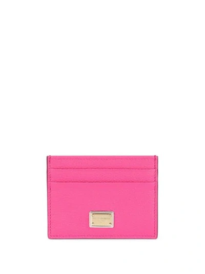 Dolce & Gabbana Logo-plaque Leather Cardholder In Pink