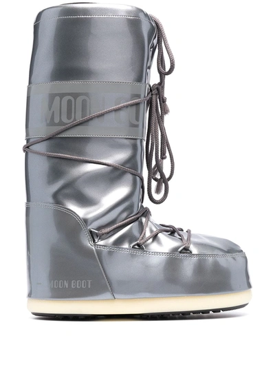 Moon Boot Icon Metallic Snow Boots In Grey