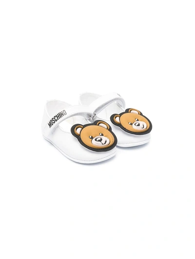 Moschino Babies' Bear-motif Ballerina Shoes In White