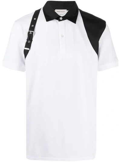 Alexander Mcqueen Harness Poplin Polo Shirt In White