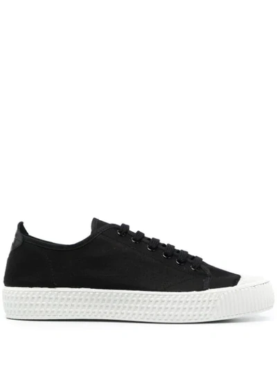 Car Shoe Lace-up Low-top Sneakers In Black