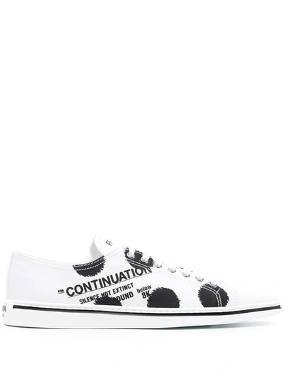 Prada Point-toe Printed Canvas Trainers In White